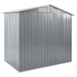 Abri de jardin avec étagère Gris 205x130x183 cm Fer – Image 5