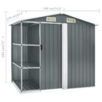 Abri de jardin avec étagère Gris 205x130x183 cm Fer – Image 7