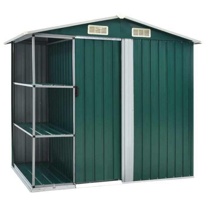 Abri de jardin avec étagère Vert 205x130x183 cm Fer – Image 1