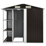 Abri de jardin avec étagère Marron 205x130x183 cm Fer – Image 3