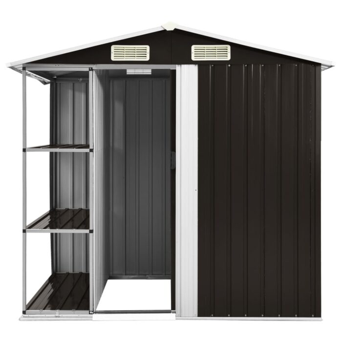 Abri de jardin avec étagère Marron 205x130x183 cm Fer – Image 3