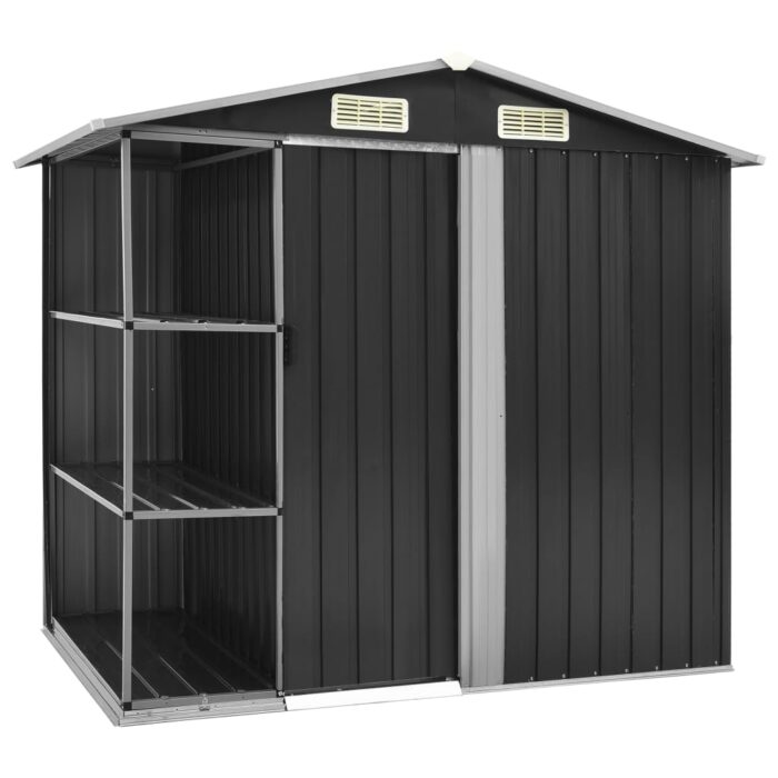 Abri de jardin avec étagère Anthracite 205x130x183 cm Fer – Image 1