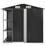 Abri de jardin avec étagère Anthracite 205x130x183 cm Fer – Image 2