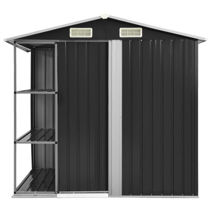 Abri de jardin avec étagère Anthracite 205x130x183 cm Fer – Image 2