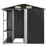 Abri de jardin avec étagère Anthracite 205x130x183 cm Fer – Image 3