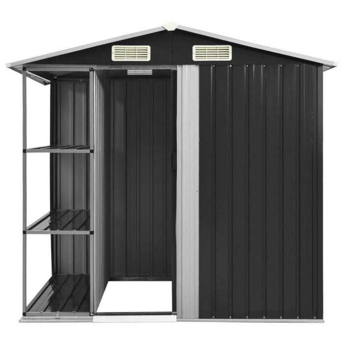 Abri de jardin avec étagère Anthracite 205x130x183 cm Fer – Image 3