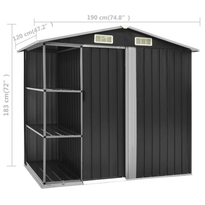 Abri de jardin avec étagère Anthracite 205x130x183 cm Fer – Image 7