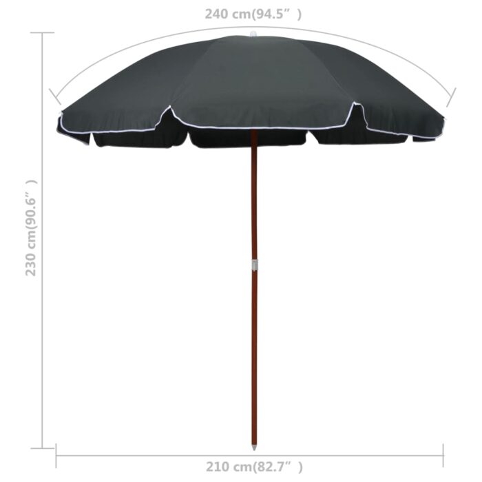 Parasol de jardin avec mât en acier 240 cm anthracite – Image 4