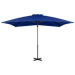 Parasol de jardin en porte-à-faux mât en aluminium bleu azuré – Image 2