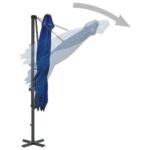 Parasol de jardin en porte-à-faux mât en aluminium bleu azuré – Image 4