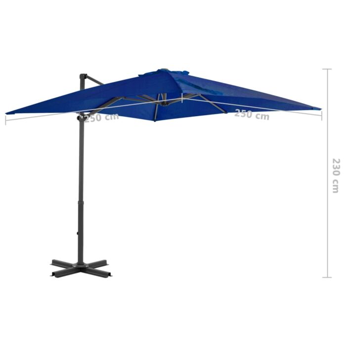 Parasol de jardin en porte-à-faux mât en aluminium bleu azuré – Image 5
