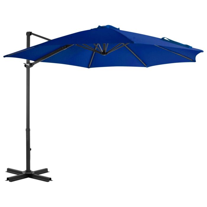Parasol de jardin en porte-à-faux mât en aluminium bleu azuré – Image 1