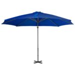 Parasol de jardin en porte-à-faux mât en aluminium bleu azuré – Image 2