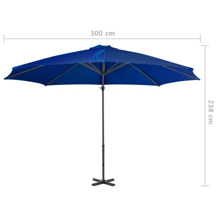 Parasol de jardin en porte-à-faux mât en aluminium bleu azuré – Image 7