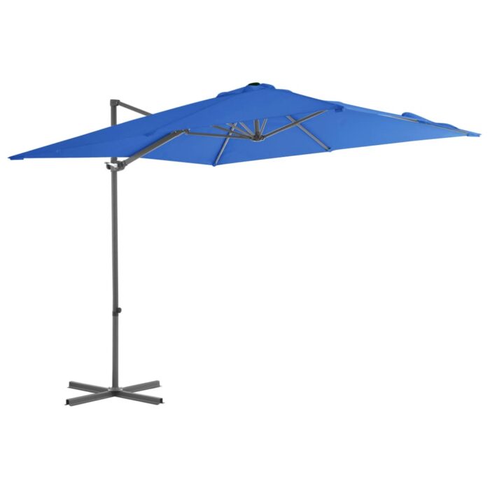 Parasol de jardin en porte-à-faux avec mât en acier bleu azuré – Image 1