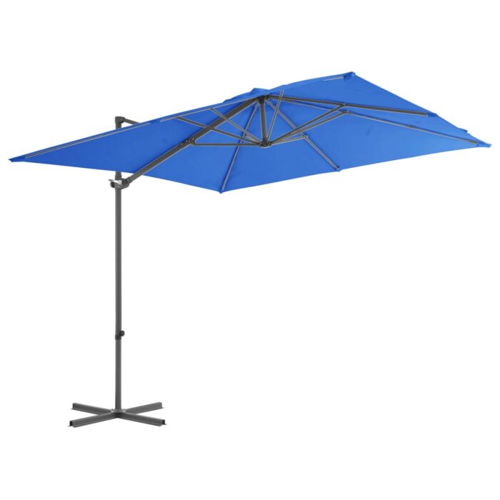 Parasol de jardin en porte-à-faux avec mât en acier bleu azuré – Image 2