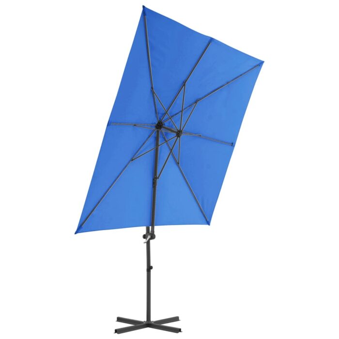 Parasol de jardin en porte-à-faux avec mât en acier bleu azuré – Image 3