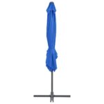 Parasol de jardin en porte-à-faux avec mât en acier bleu azuré – Image 4