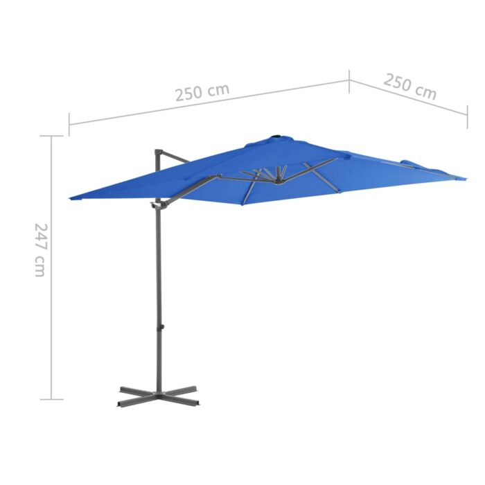 Parasol de jardin en porte-à-faux avec mât en acier bleu azuré – Image 8