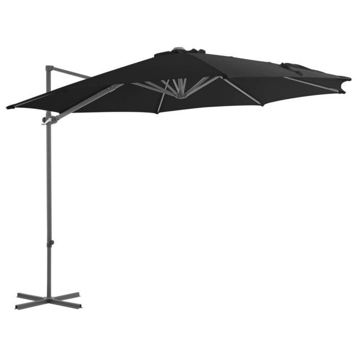 Parasol de jardin en porte-à-faux avec mât en acier noir 300 cm – Image 1