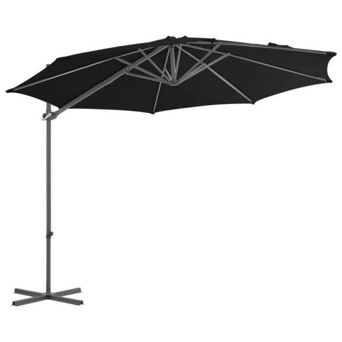 Parasol de jardin en porte-à-faux avec mât en acier noir 300 cm – Image 2