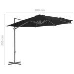 Parasol de jardin en porte-à-faux avec mât en acier noir 300 cm – Image 8