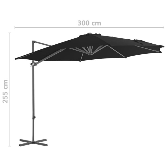 Parasol de jardin en porte-à-faux avec mât en acier noir 300 cm – Image 8