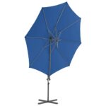 Parasol de jardin en porte-à-faux avec mât en acier bleu azuré – Image 3
