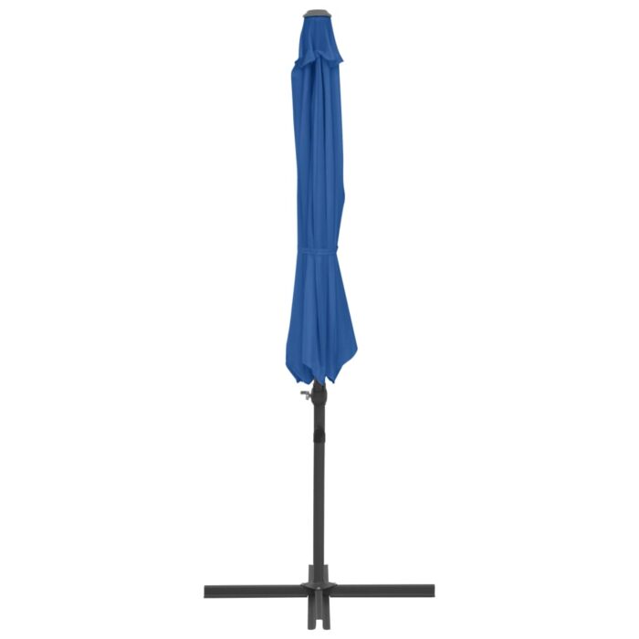 Parasol de jardin en porte-à-faux avec mât en acier bleu azuré – Image 4