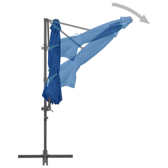 Parasol de jardin en porte-à-faux avec mât en acier bleu azuré – Image 5
