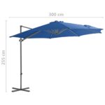 Parasol de jardin en porte-à-faux avec mât en acier bleu azuré – Image 8