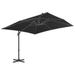 Parasol de jardin en porte-à-faux avec mât en aluminium noir – Image 2