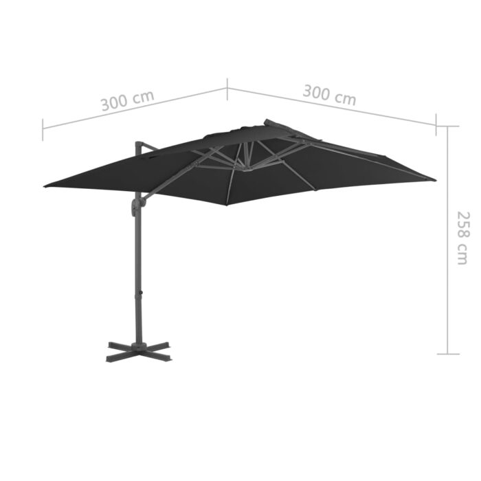 Parasol de jardin en porte-à-faux avec mât en aluminium noir – Image 8