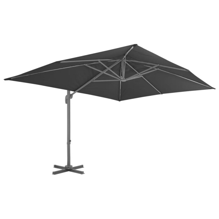 Parasol de jardin en porte-à-faux avec mât en aluminium noir – Image 2