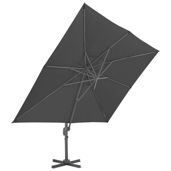 Parasol de jardin en porte-à-faux avec mât en aluminium noir – Image 3