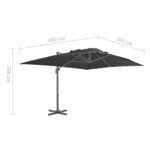 Parasol de jardin en porte-à-faux avec mât en aluminium noir – Image 8