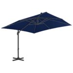 Parasol de jardin en porte-à-faux et mât en aluminium bleu azur – Image 2