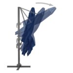 Parasol de jardin en porte-à-faux et mât en aluminium bleu azur – Image 4