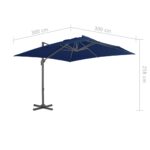 Parasol de jardin en porte-à-faux et mât en aluminium bleu azur – Image 7