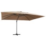 Parasol de jardin en porte-à-faux lumières LED mât en aluminium