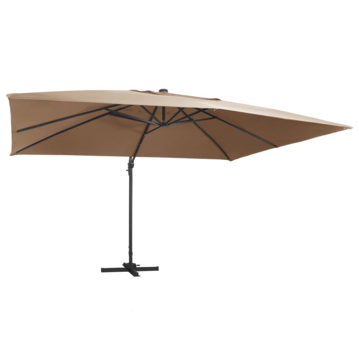 Parasol de jardin en porte-à-faux lumières LED mât en aluminium – Image 1