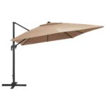 Parasol de jardin en porte-à-faux lumières LED mât en aluminium – Image 3