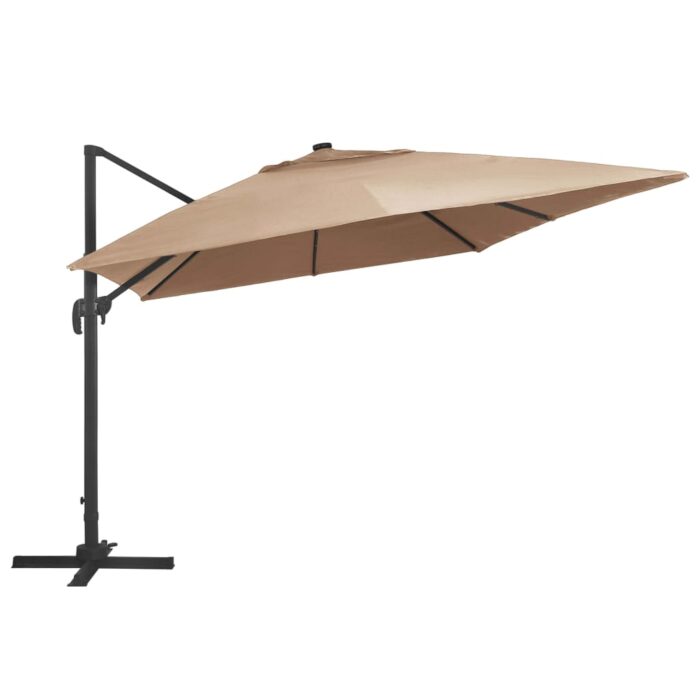 Parasol de jardin en porte-à-faux lumières LED mât en aluminium – Image 3