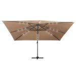 Parasol de jardin en porte-à-faux lumières LED mât en aluminium – Image 4