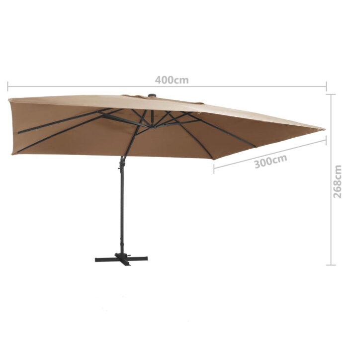 Parasol de jardin en porte-à-faux lumières LED mât en aluminium – Image 8