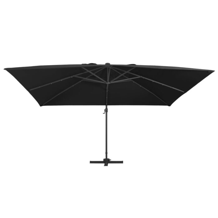 Parasol déporté avec lumières LED Aluminium 400x300 cm noir – Image 2