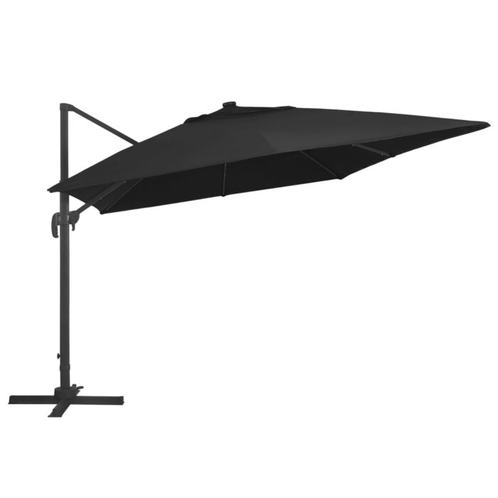 Parasol déporté avec lumières LED Aluminium 400x300 cm noir – Image 3