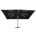 Parasol déporté avec lumières LED Aluminium 400x300 cm noir – Image 4