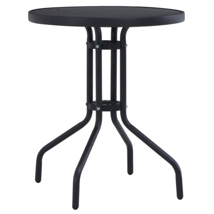 Table de jardin Noir 60 cm Acier et verre – Image 1