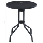 Table de jardin Noir 60 cm Acier et verre – Image 3
